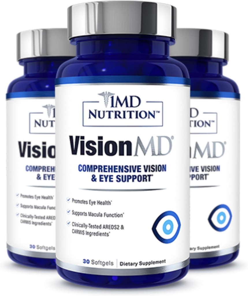 1MD Nutrición VisionMD Eye Vitamin CARMIS - con Lutein " Zeaxanthin " soporta Vision Health, Everyday Eye Strain, " Ochasional Dry Eye " 90 Softgels (3-Pack)