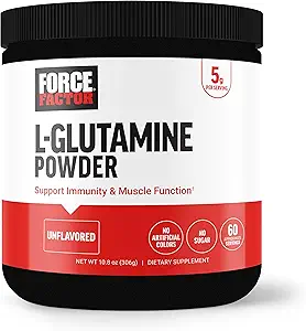 FACTOR FACTOR L-Glutamine Powder for Post Workout Recovery, Muscle Recovery, Healthy Muscle Function, and Immunity, 5000mg/5g Glutamine Supplement, Vegan, Non-GMO, 60 Servings