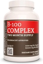 Nutrición de Remedy Vitamina B-100 Complejo tención1.000 mg, 60 cápsulas veganas Suplemento dietético 
