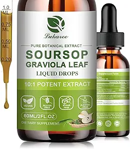 Nature Soursop Bitters Líquido, 1 Mes de Aceite de Graviola para el soporte celular " Regeneración, Antioxidante, Immune Boost, Digestive, Sugar-Free, Gluten-Free, Sour SOP Multivitamin Drops 2 FL OZ