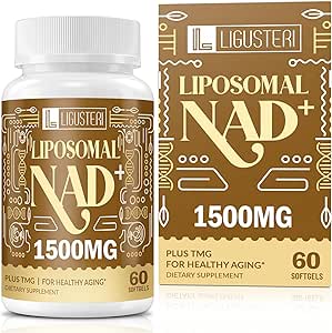 1500 MG Liposomal NAD+, 98%+ Absorción, NAD+ Suplemento para Mujeres y Hombres con TMG, para la Defensa del Envejecimiento, Energía Celular, Función cerebral del corazón, Longevidad, 360 Softgels
