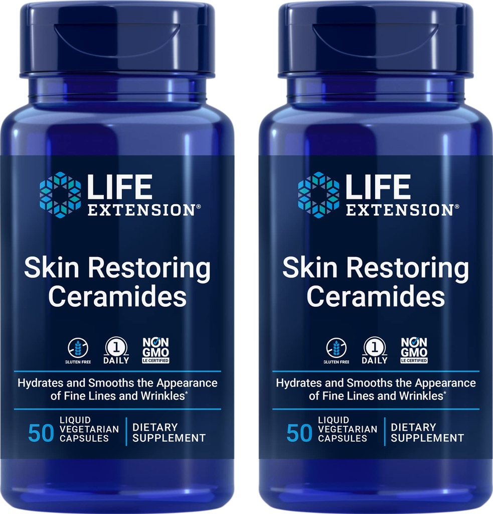 Extensión de la vida Ceramidas de Restauración de Esquí, 50 Capas de Veg Líquido (Pack of 2) - Non-GMO, Suplemento de Fitoceramida Vegetariana