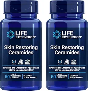 Life Extension Skin Restoring Ceramides, 50 Liquid Veg Caps (Pack of 2) - Non-GMO, Vegetarian Phytoceramide Supplement