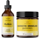 HerBAMAMA Mullein Leaf Extract and Quercetin Gummies Kit - Bundle of Mullein Leaf Drops 4 fl oz y 800 mg Quercetin with Bromelain Gummies - Vegan, Non-GMO, Alcohol-Free - 2 Pack