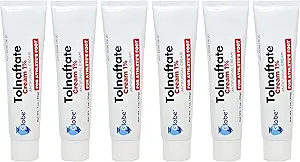 (6 Pack) Globe Tolnaftate 1% Cream 1 oz, Tratamiento antifúngico, Provenido clínicamente eficaz en el pie y el borde del anillo de la mayoría de atleta, comparación con la marca de nombre principal