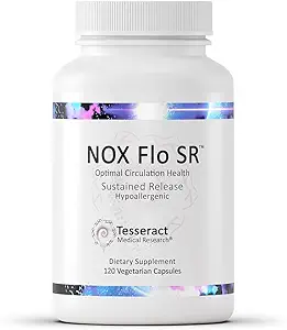 Tesseract NOX Flo SR Nitric Oxide Booster, Vascular Health Supplement, 120 Capsules, Sustained-Release L Citrulline, Coenzyme Q10 &amp; R Lipoic Acid, Circulation " Blood Pressure Support, Hypoallergenic