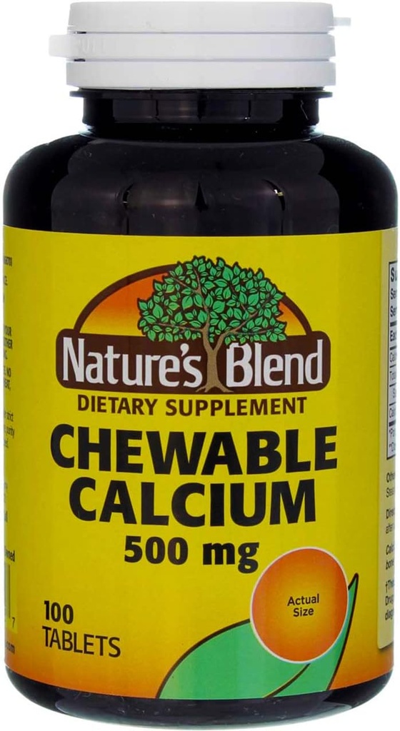 Calcio Chewable Blend de la naturaleza 500 mg, 100 Tabletas (Pack of 5)