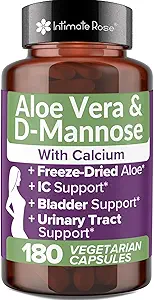 Intimate Rose Aloe Vera Capsules - IC Suplementos - 200x Concentrate Pure Aloe Vera + D-Mannose + Calcio - Easy to Swallow Aloe Pills