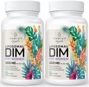 Suplemento Liposomal DIM - 1500 mg Suplemento de la mujer DIM - Suplementos de estrógeno Contiene vitamina E, Primrose de noche, Cohosh negro, ácidos grasos Omega-3 (2 Pack)