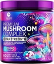 Mushroom Suplemento Polvo 2200mg - 11 en 1 Complejo Fórmula Polvo con Leones Orgánicos Mane, Reishi, Cordyceps, Chaga, Turquía Tail Mushroom Extracto Suplemento para Memoria &amp; Apoyo Cerebral - 60 Servimientos