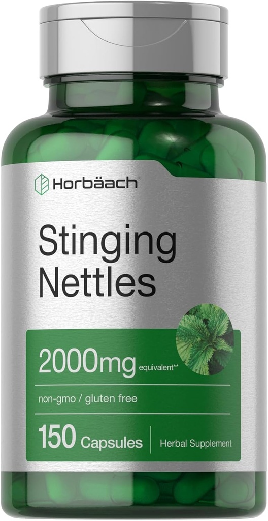 Horbäach Stinging Nettle Capsules 2000mg ← 150 Conde ← Herbal Leaf Extract Suplemento No GMO, Gluten Free