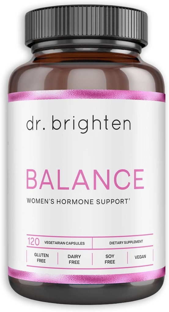 Dr. Brighten Balance - Equilibrio hormonal para mujeres con Chasteberry y DIM - Objetivos Acné hormonal, Cuestiones de Periodo, " PMS - Vegan, No GMO