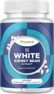 Phytoral White Kidney Bean Extract Carb Blocker - White Kidney Beans Supplement for Metabolism Boost & Ease Calories from Starchy Food - Carb Control Supplements - 120 Capsules