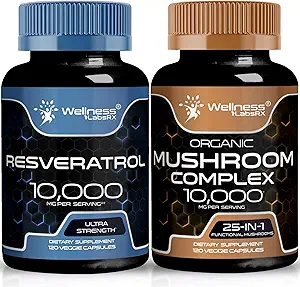 WELLNESS LABSRX Resveratrol Capsules 10,000mg - Suplemento de baño cápsulas
