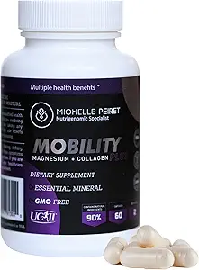 Mobility - Magnesium + Collagen Supplement with Hyaluronic Acid & Vitamin C | Supports Bones, Joints & Muscles | Gluten-Free & Non-GMO | 60 Capsules for Men & Women