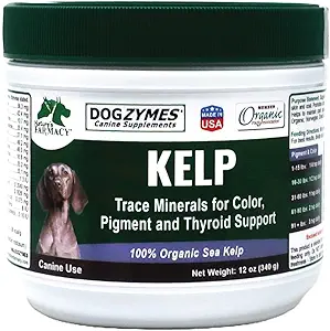 Dogzymes Organic Norwegian Kelp for Pets, una fuente de nutrición valiosa rica en yodo para soportar la función Gland, especialmente la tiroidea (12 onzas)