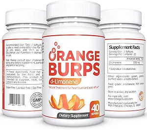 Orange Burps | D-Limonene Supplement - Acid Reducer (Antacid for Acid Reflux), Heartburn Relief, GERD Relief, and Indigestion Relief | Orange Peel Extract for Health and Wellness (1,000 mg, Pack of 3)