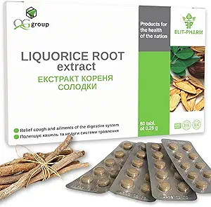 Grupo QG Pure Licorice Root Extract (80 Tablets - 200mg Cada) Suplemento dietético para el apoyo médico digestivo e inmunológico. Liquorice Root Suplemento para Hombres &amp; Mujeres