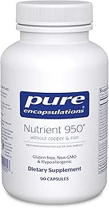 Pure Encapsulations Nutrient 950 Without Copper & Iron TEN Hypoallergenic Multi-Vitamin/Mineral Formula for Optimal Health TEN 90 Capsules