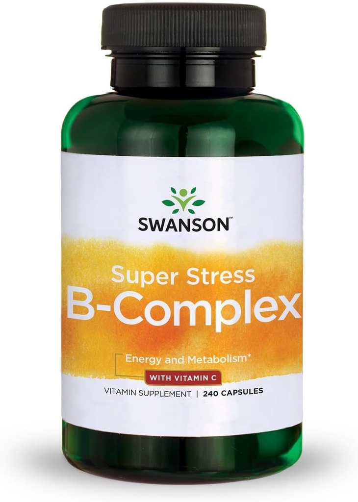 Swanson Super Stress B-Complex - Suplemento de vitaminas - Formula for Healthy Energy Levels - (240 cápsulas)