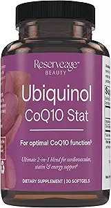 Reserva Ubiquinol CoQ10 Stat - Softgels for Daily Use - Proporciona soporte para sistema cardiovascular, niveles de energía y salud celular - Premium Ubiquinol Capsules - 30 Softgels