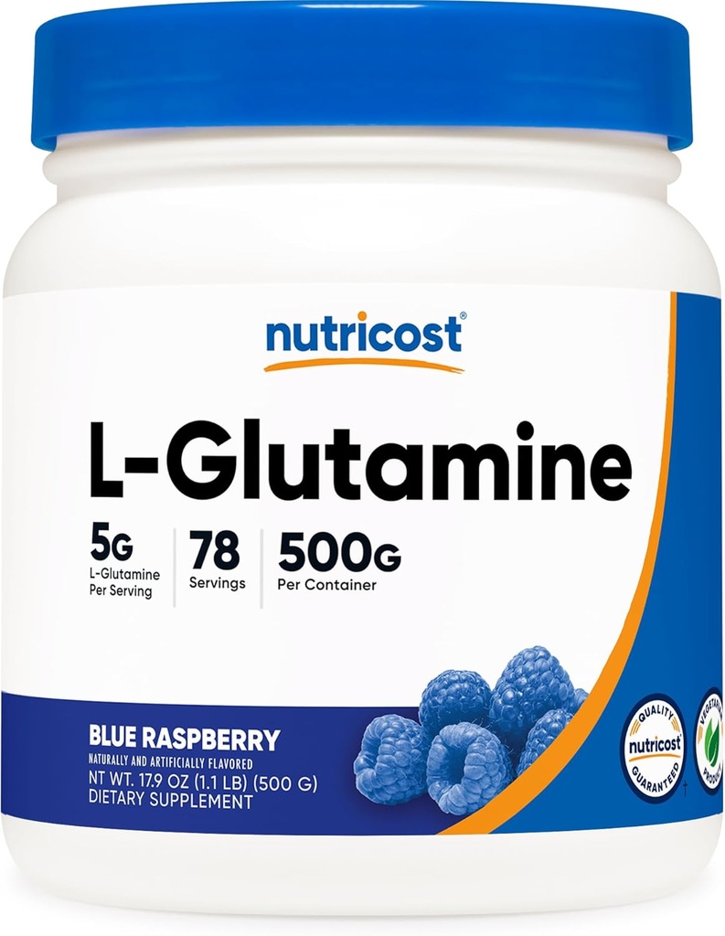 Nutricost L-Glutamine Powder (500 gramos) (Blue Raspberry)