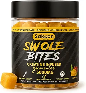 Creatine Gummies 5000mg – Vegan - Muscle Builder – Strength & Energy Support – 120 Cuenta – Mango Flavor – Creatine Monohydrate Suplemento para Hombres y Mujeres
