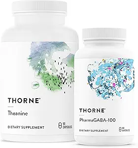 THORNE - Relájate &amp; Restore Bundle - L-Theanine y PharmaGABA-100 Duo for Stress Relief & Relax - 60 a 90 Servings