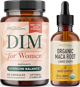 SMNutrition Organic Maca Root Tincture and Women's DIM Supplement ¦ Hormone Balance Bundle with Liquid Maca Root Drops (120 Servings) and 250mg DIM Supplement for Women Complex (60 Servings)