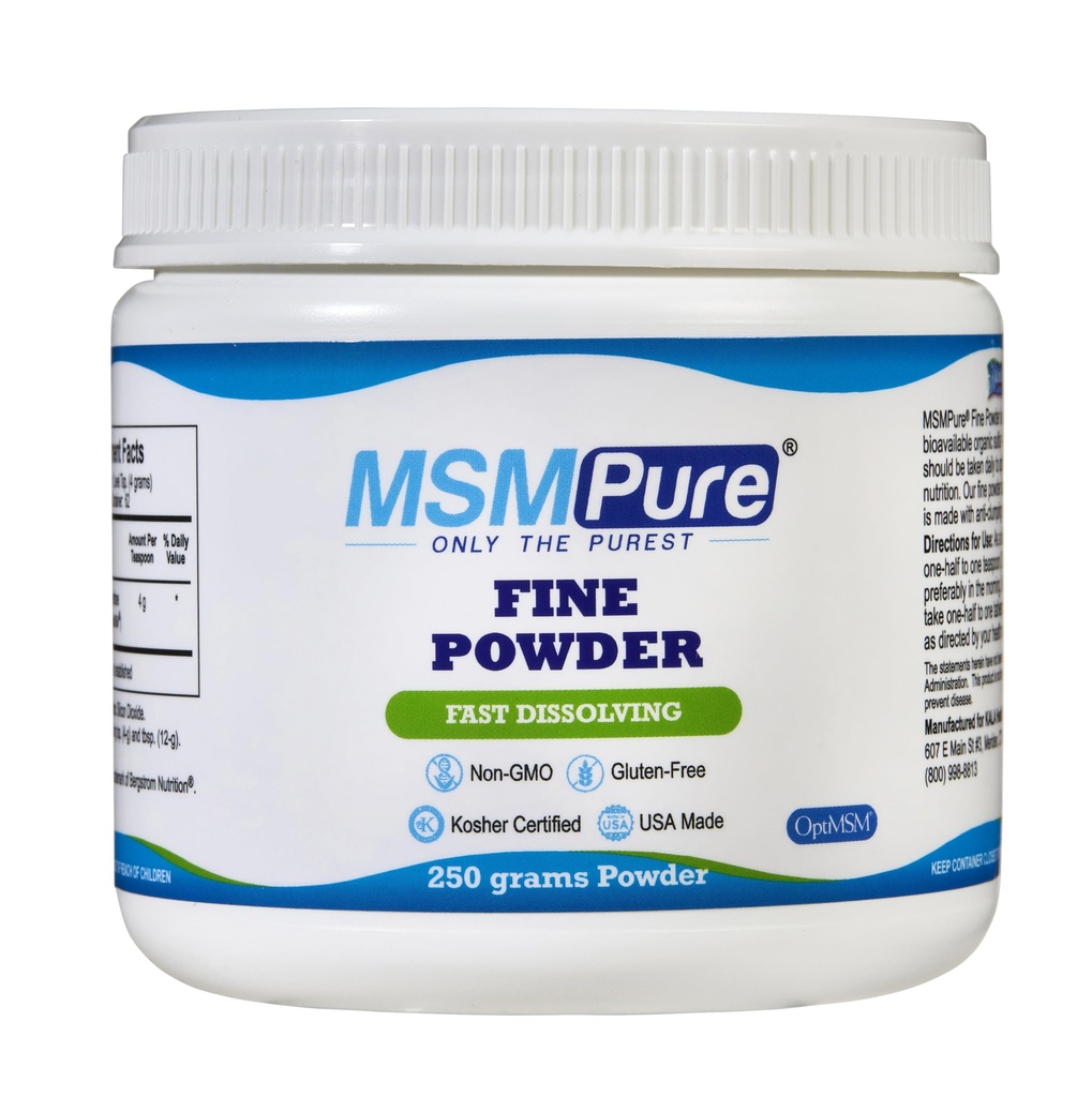 KALA HEALTH MSMPure Fast Dissolving Fine MSM Powder Crystals – US-Made MSM for Joint Health, Skin Appearance, and Hair & Nail Support – 8.8 oz, Organic Sulfur