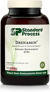 Standard Process Drenamin - Complemento de Función Adrenal para Respuesta al Estrés Saludable - Soportes Producción de Energía saludable " Metabolismo - Libre de gluten, No-Dairy " Non-Soy - 270 Tablets (270 Servings)