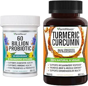 FarmHaven Curcumin Turmeric con BioPerine Black Pepper y 60 Billion CFU Probiotic