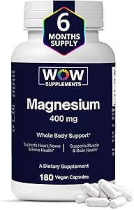 WOW Suplementos Magnesium 400 mg Complejo - Suplemento para Hombres y Mujeres - Citrate, Aspartate &amp; Magnesium Oxide 400mg - 180 cápsulas