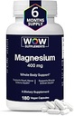 WOW Suplementos Magnesium 400 mg Complejo - Suplemento para Hombres y Mujeres - Citrate, Aspartate &amp; Magnesium Oxide 400mg - 180 cápsulas