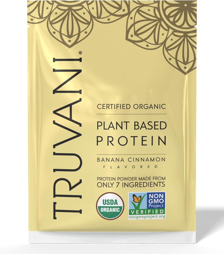 Truvani Vegan Pea Protein Powder ← Banana Cinnamon Silencio 20g Orgánica Planta Basada Proteína Silencio 1 Servir Silencio Keto Silencio Gluten &amp; Dairy Free Silencio Bajo Carb Silencio No Añadido Sugar