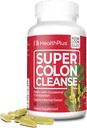 Health Plus Super Colon Cleanse 15 Day Supply of Gentle Gut Cleanse Detox, Psyllium Husk, Probiotics for Constipation Relief " Digestive Support, 60 Capsules