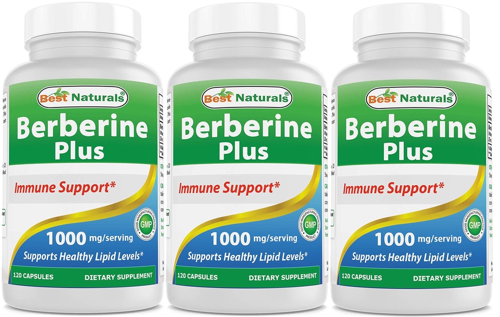 Best Naturals Berberine Plus 1000 mg/Serving 120 cápsulas - (Pack of 3)