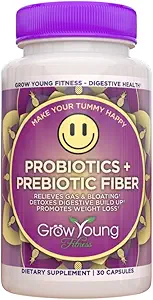Grow Young Fitness Daily Probiotic + Prebiotic Fiber Supplement, Supports Digestive Health (1 Pack, 30 Servings)