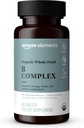 Elementos Complejo completo de alimentos orgánicos B, 98% Fuente completa de alimentos, dietético y otros ingredientes derivados de alimentos enteros, 60 tabletas