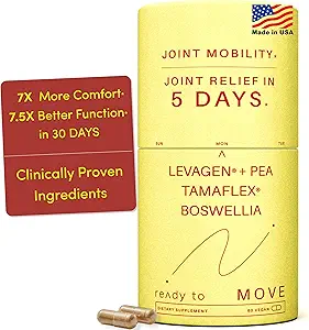 MOVE Fast Acting Joint Supplements ← Tamaflex® Turmeric " Tamarind, Levagen®+ PEA Palmitoylethanolamide, Boswellia Serrata, Bioperine® Black Pepper Extract  permanente Joint Support " Mobility ← 60 Vegan Caps
