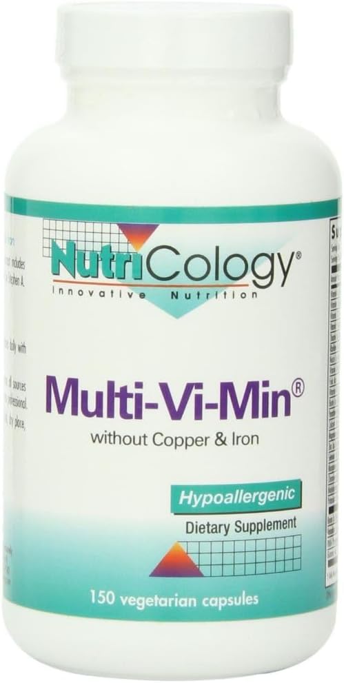 Nutricology Multi-Vi-Min Without Copper & Iron - Multivitamin for Men & Mujer, Mineral Complex, Active Nutrients, with Iodine - 150 Count