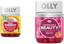 OLLY Extra Strength Daily Energy Gummy, Caffeine Free, 1000mcg Vitamin B12, CoQ10, Goji Berry & Undeniable Beauty Gummy, for Hair, Skin, Nails, Biotin, Vitamin C, Keratin, Chewable Supplement