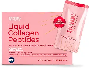 BeMe BeRadiant Liquid Collagen Peptide for Hair, Skin & Nails with 2X Faster Absorption – Clinically Tested – 2500mg Verisol Hydrolyzed Collagen Supplements for Women with Biotin, CoQ10 & Vitamin C