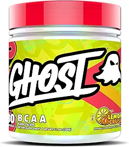 GHOST BCAA Powder Amino Amino Acids Suplemento, Lemon Crush - 30 Servings - Sugar-Free Intra, Post " Pre Workout Amino Powder " Recovery Drink, 7G BCAA