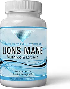 Absonutrix Lion's Mane Mushroom Extract 120 Capsules, Supports Immune System,Helps Improve Cognitive Health, Quality Potent Ingredients, Made in USA, 500 mg per Serving, GMP-Approved