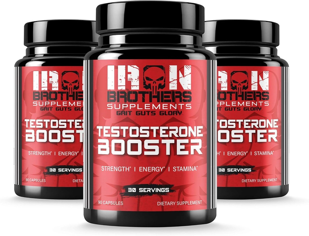 Booster de testosterona para hombres - Bloqueador de estrógeno - Suplemento Energía Natural, Fuerza &amp; Crecimiento del músculo magro - Promueve la pérdida de grasa - Aumentar el rendimiento masculino (3 botellas)