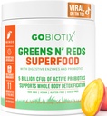 GOBIOTIX Super Verdes y Rojos Polvo - Superalimentos Rojos y Verdes - Suplemento Probiótico - Enzimas Digestivos y Polvo de Hoja - Alimentos Orgánicos Integrales Suplemento dietético (Mango, 1 Pack)