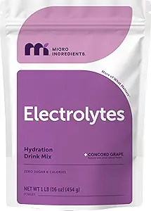Micro Ingredientes Hidration Electrolyte Powder, 1lb (69 Servings) Silencio Keto & No Sugar – High Potassium (1,000mg) con Sweet Concord Grape Flavor & Natural Coconut Water ← Non-GMO