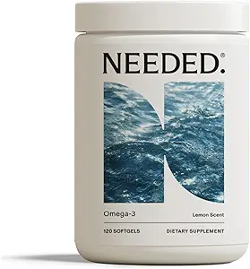Necesitado. Prenatal Omega-3 - Dosis de alta potencia de aceite de pescado de origen sostenible, aroma de limón Zest, 1000mg DHA, EPA de 1000mg, Encasada en una Shell de Softgel sin gelatina, de base vegetal, fuente de 30 días