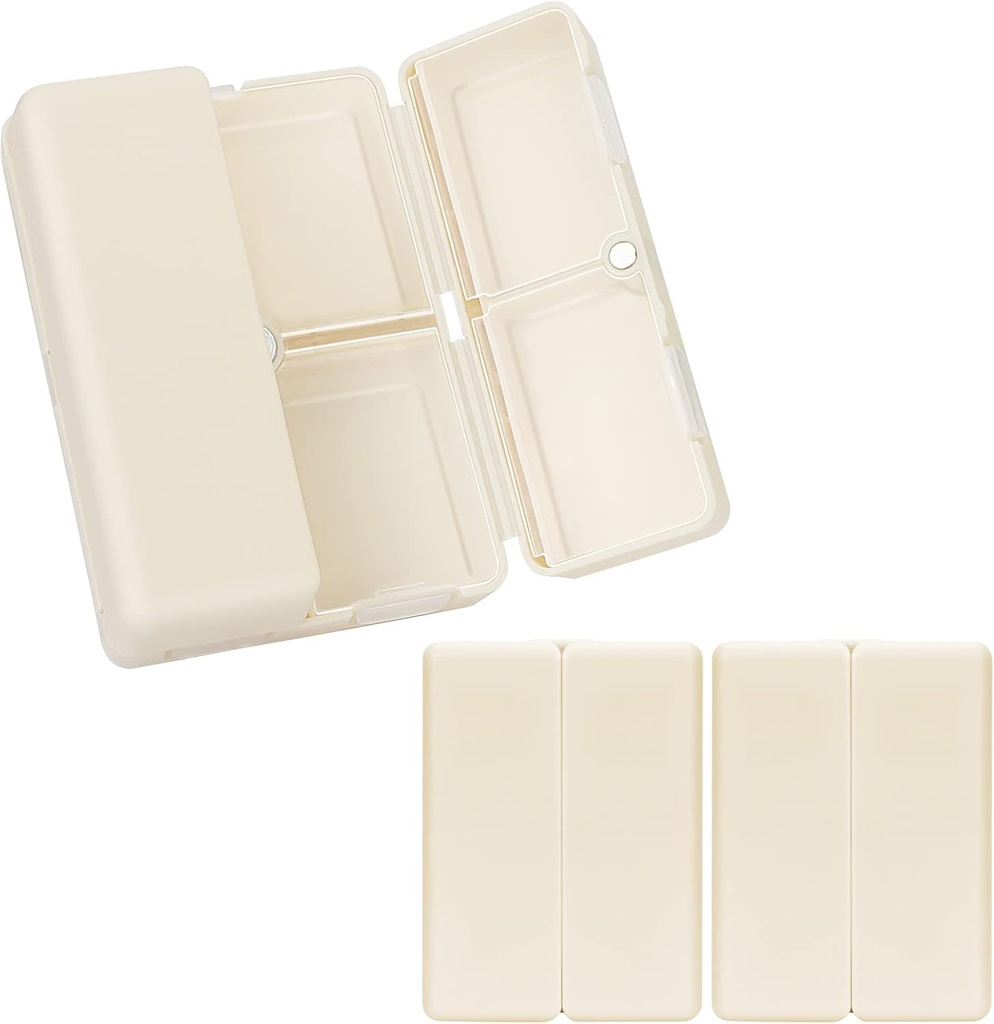 FYY Daily Pill Organizer,2 Pcs 7 Compartments Portable Pill Case Travel Pill Organizer,[Folding Design] Pill Box for Purse Pocket to Hold Vitamins,Cod Liver Oil,Supplements and Medication-White